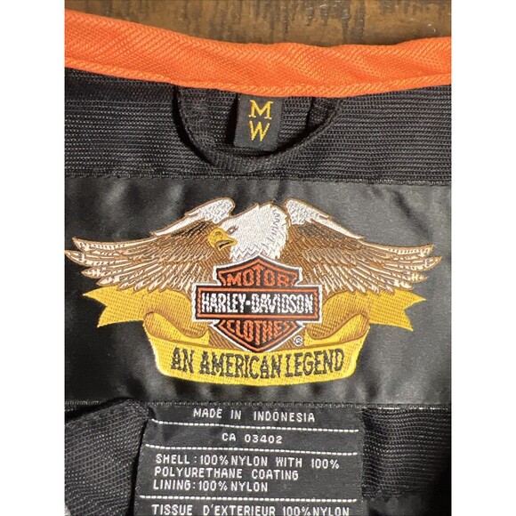 Harley Davidson Women's Jacket Medium Nylon / Polyester Silver Gray Orange Zip - Picture 5 of 8